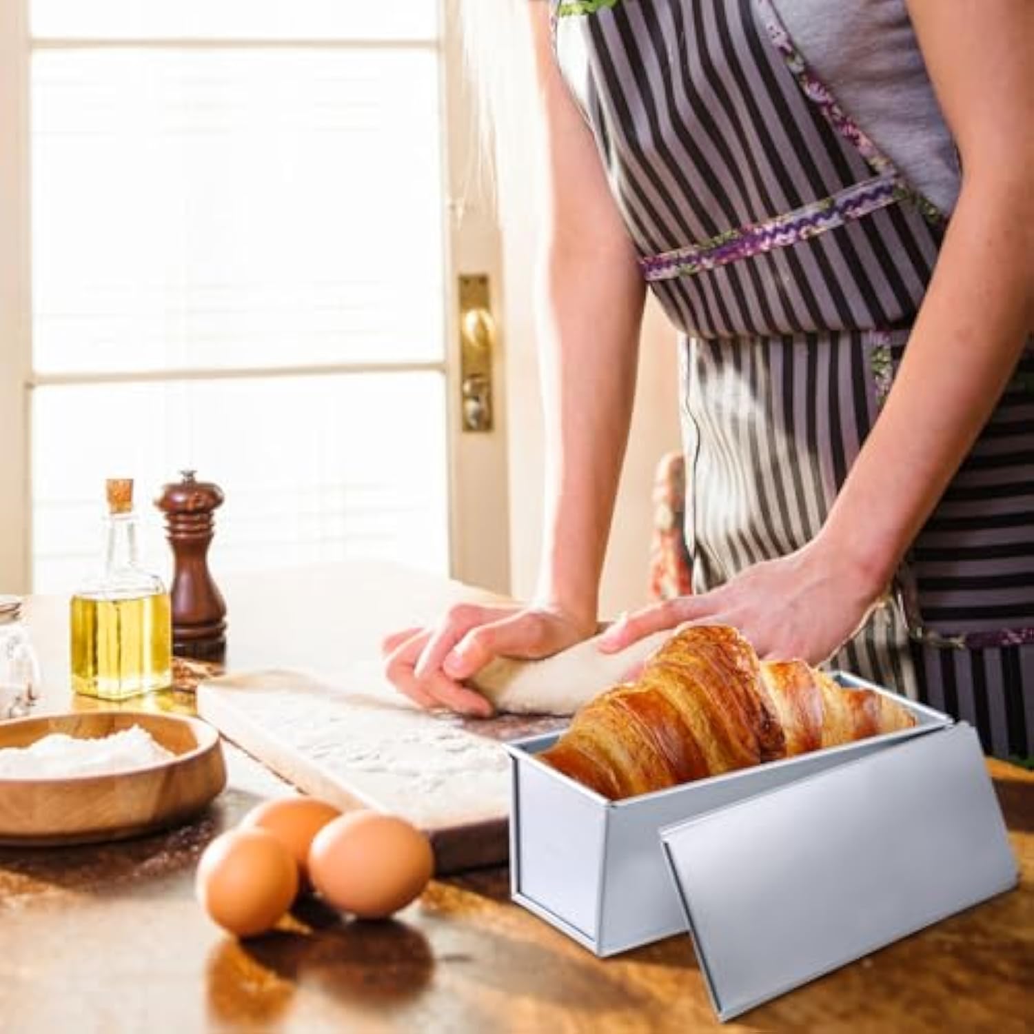 وعاء رغيف الخبز -صندوق الخبز من الفولاذ المقاوم للصدأ لتخزين المطبخ