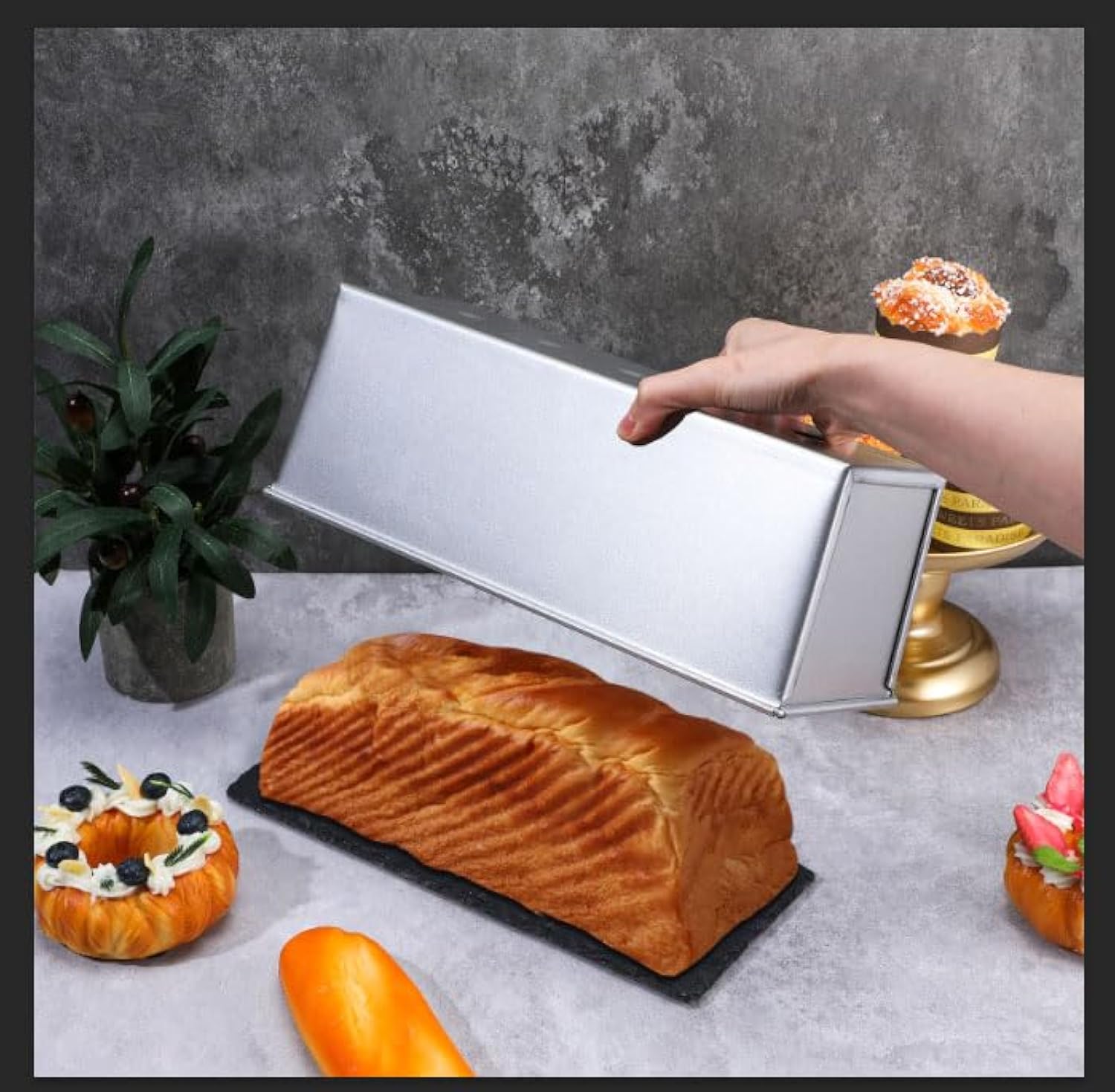 وعاء رغيف الخبز -صندوق الخبز من الفولاذ المقاوم للصدأ لتخزين المطبخ