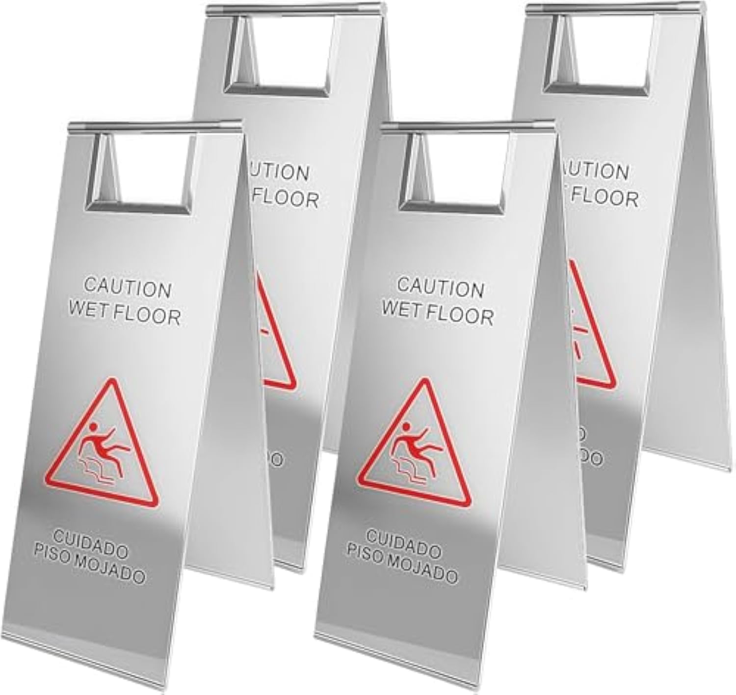 Portable Handle Stainless Steel Wet Floor Caution إشارة لأطباق المطاعم