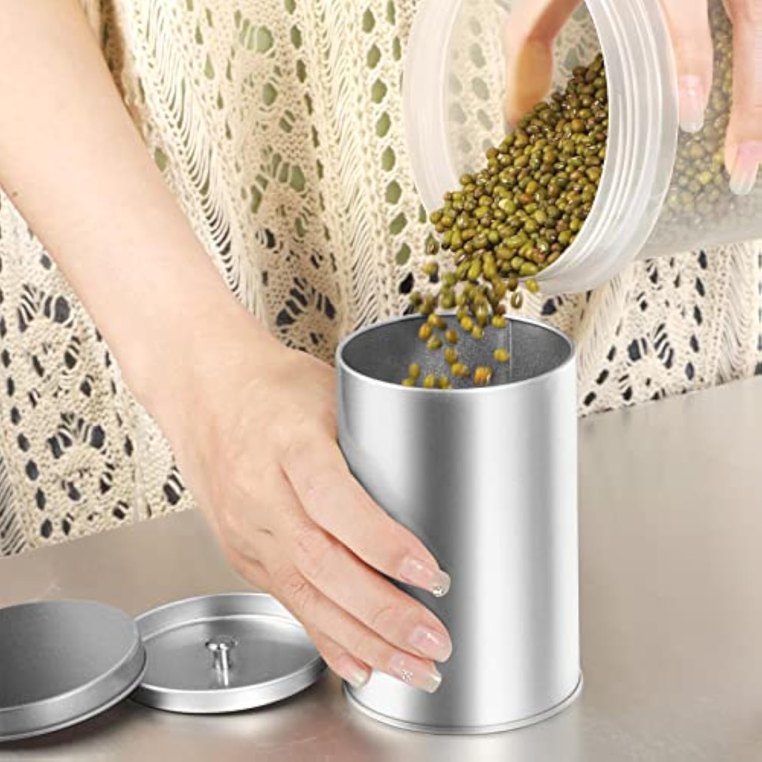 علب القهوة المعدنية المستديرة الصغيرة الفارغة لشاي فضفاض