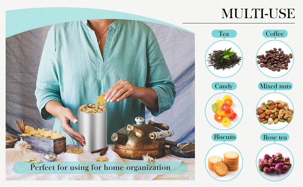 علب القهوة المعدنية المستديرة الصغيرة الفارغة لشاي فضفاض