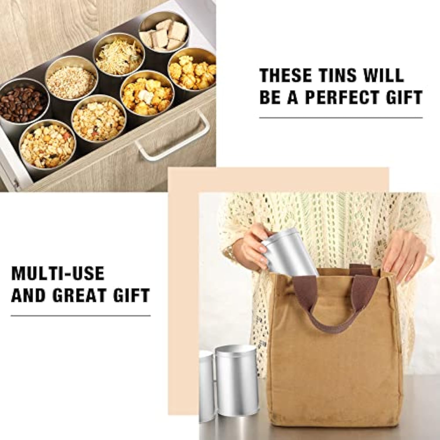 علب القهوة المعدنية المستديرة الصغيرة الفارغة لشاي فضفاض