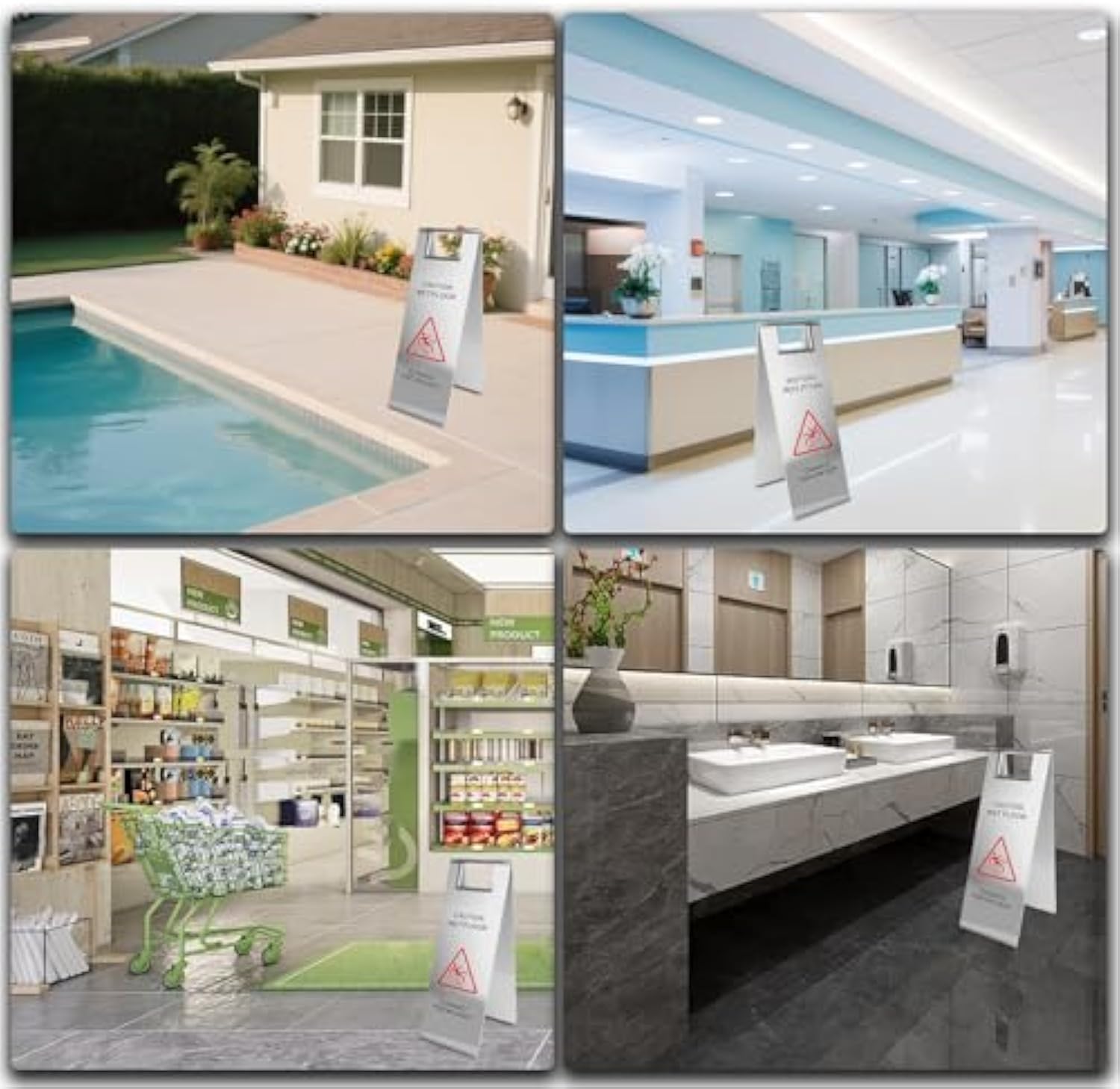 Portable Handle Stainless Steel Wet Floor Caution إشارة لأطباق المطاعم